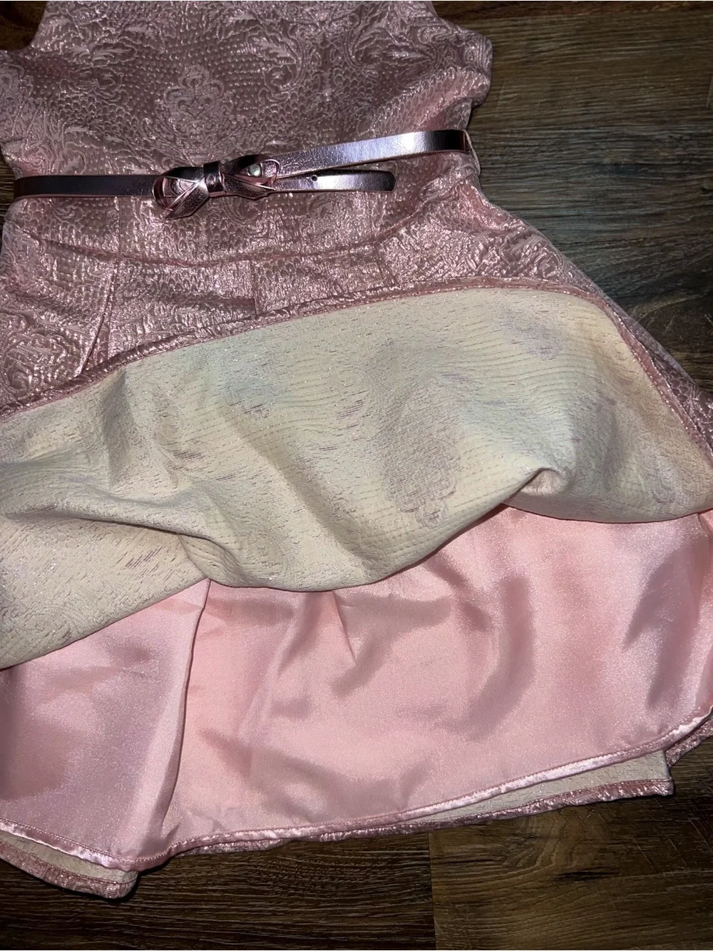 The Children's Place Rose Gold Metallic Woven Jacquard Dress, Size 6X/7
